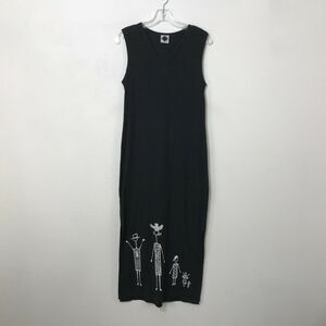 Vintage California Concepts Midi Dress Size S Black Cotton Sleeveless Family